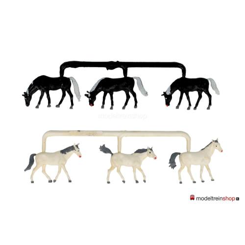 Merten H0 2408 6 paarden zwart en wit - Modeltreinshop