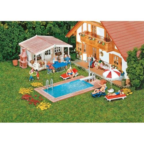 Faller HO 180542 Zwembad en tuinhuis - Modeltreinshop