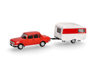 Herpa H0 028585 Wartburg 353 `82 & Qek-Junior caravan - Modeltreinshop