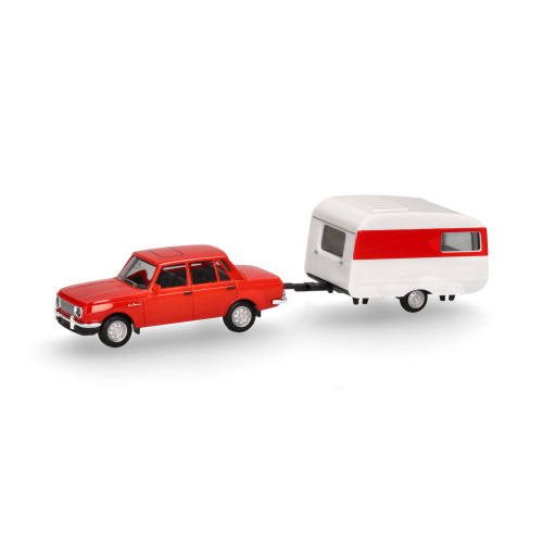 Herpa H0 028585 Wartburg 353 `82 & Qek-Junior caravan - Modeltreinshop