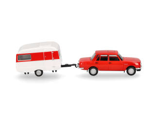 Herpa H0 028585 Wartburg 353 `82 & Qek-Junior caravan - Modeltreinshop