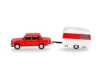 Herpa H0 028585 Wartburg 353 `82 & Qek-Junior caravan - Modeltreinshop