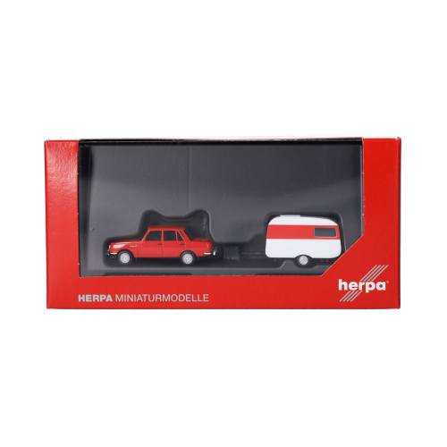 Herpa H0 028585 Wartburg 353 `82 & Qek-Junior caravan - Modeltreinshop