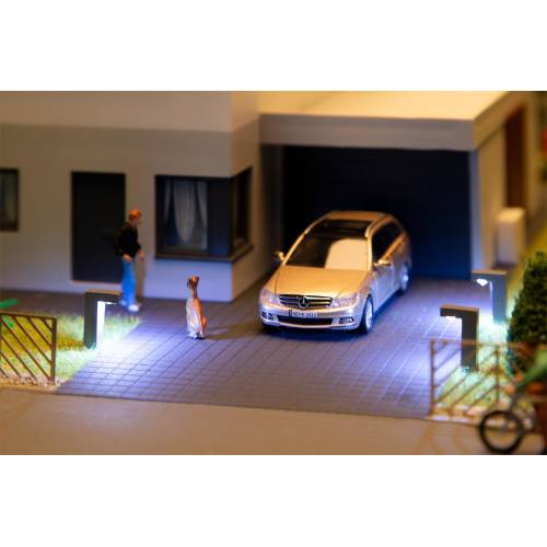 Faller 180136 LED-padverlichting, antraciet, warm wit, 3 stuks - Modeltreinshop