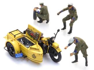 Artitec H0 10.398 ANWB wegenwacht motorfiets zijspan met 3 figuren bouwpakket uit resin, ongeverfd - Modeltreinshop