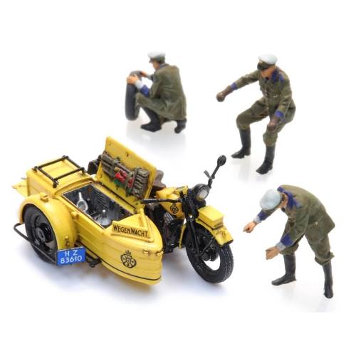 Artitec H0 10.398 ANWB wegenwacht motorfiets zijspan met 3 figuren bouwpakket uit resin, ongeverfd - Modeltreinshop