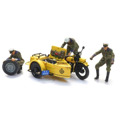 Artitec H0 10.398 ANWB wegenwacht motorfiets zijspan met 3 figuren bouwpakket uit resin, ongeverfd - Modeltreinshop