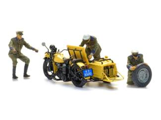 Artitec H0 10.398 ANWB wegenwacht motorfiets zijspan met 3 figuren bouwpakket uit resin, ongeverfd - Modeltreinshop