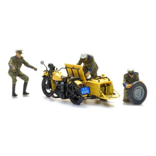 Artitec H0 10.398 ANWB wegenwacht motorfiets zijspan met 3 figuren bouwpakket uit resin, ongeverfd - Modeltreinshop