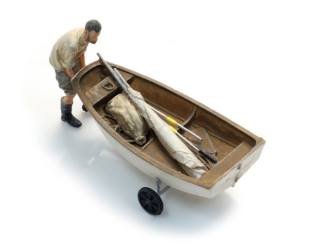 Artitec H0 387.582 Zeilbootje Optimist + trailer + figuur kant en klaar - Modeltreinshop