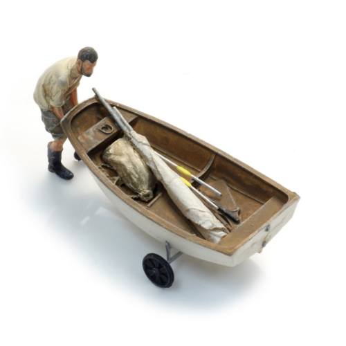 Artitec H0 387.582 Zeilbootje Optimist + trailer + figuur kant en klaar - Modeltreinshop