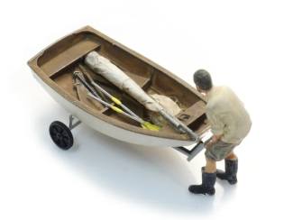 Artitec H0 387.582 Zeilbootje Optimist + trailer + figuur kant en klaar - Modeltreinshop