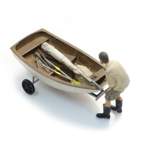 Artitec H0 387.582 Zeilbootje Optimist + trailer + figuur kant en klaar - Modeltreinshop