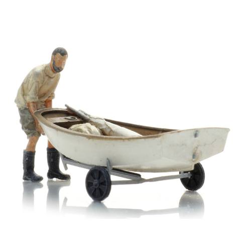 Artitec H0 387.582 Zeilbootje Optimist + trailer + figuur kant en klaar - Modeltreinshop