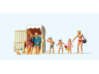 Preiser H0 10438 Koppel in strandstoel met spelende kinderen - Modeltreinshop