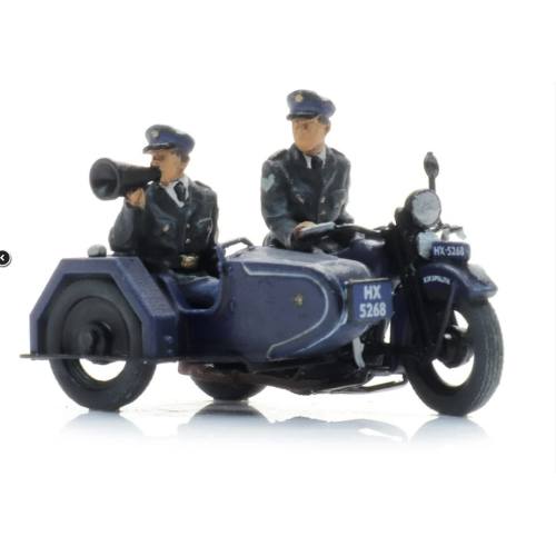 Artitec H0 387.580 Rijkspolitie motor met zijspan + 2 figuren kant en klaar - Modeltreinshop