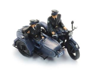 Artitec H0 387.580 Rijkspolitie motor met zijspan + 2 figuren kant en klaar - Modeltreinshop