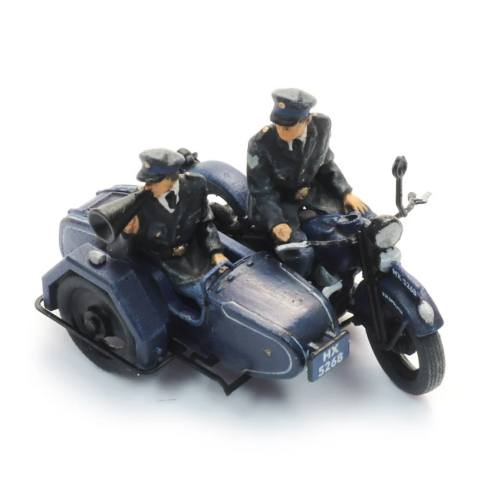 Artitec H0 387.580 Rijkspolitie motor met zijspan + 2 figuren kant en klaar - Modeltreinshop