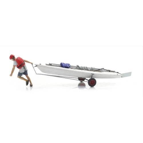 Artitec H0 387.595 Zeilboot Laser op aanhanger + figuur - Modeltreinshop