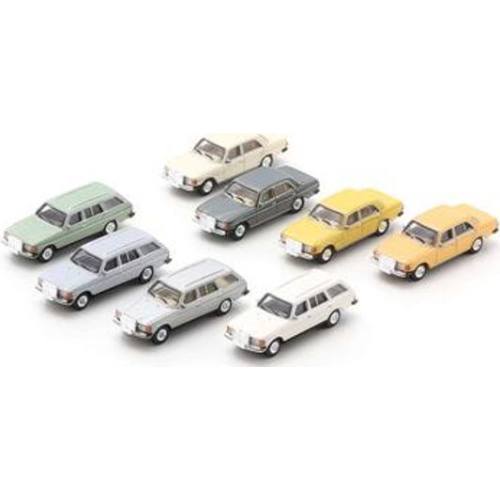 Schuco H0 26755 Mercedes Benz E (W123) set (4x Sedan & 4x Station wagen) - Modeltreinshop