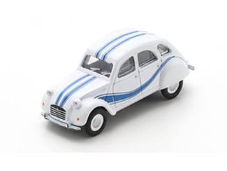 Schuco H0 26757 Citroen 2CV, wit/blauw Lelijke eend - Modeltreinshop