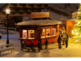 Faller HO 134006 2 Kerstmarktkraampjes met verlichte kerstboom - Modeltreinshop