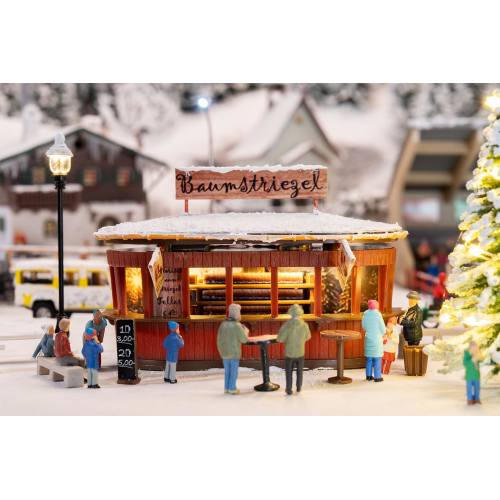 Faller HO 134006 2 Kerstmarktkraampjes met verlichte kerstboom - Modeltreinshop