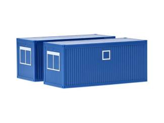 Herpa H0 053600-003 2 stuks Bouw Container Blauw - Modeltreinshop