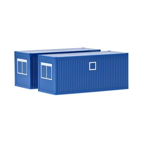 Herpa H0 053600-003 2 stuks Bouw Container Blauw - Modeltreinshop