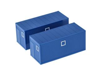 Herpa H0 053600-003 2 stuks Bouw Container Blauw - Modeltreinshop