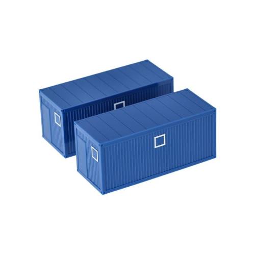 Herpa H0 053600-003 2 stuks Bouw Container Blauw - Modeltreinshop