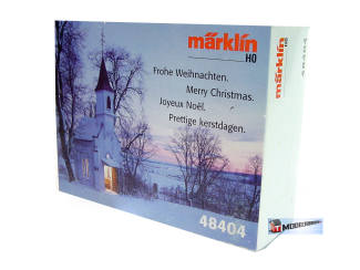 Marklin H0 48404 Lagenboord wagen beladen met een blauwe slee, de kerstman en twee rendieren. - Modeltreinshop