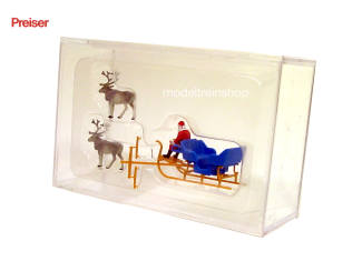 Marklin H0 48404 Lagenboord wagen beladen met een blauwe slee, de kerstman en twee rendieren. - Modeltreinshop